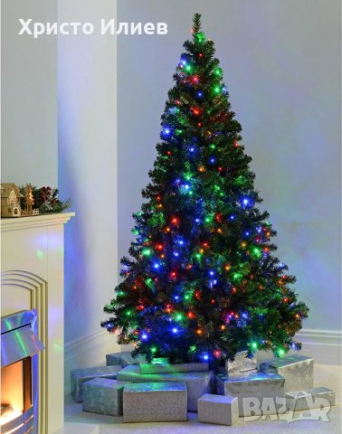 Елха Коледно Дърво Смърч 2.1м. 300 LED Многоцветни Светлини Лампи Лукс, снимка 1