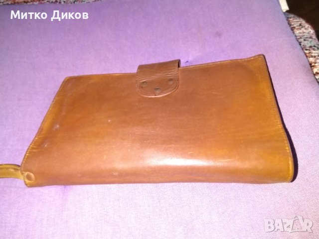 Чанта за ръка борсета естествена кожа с много ципове 23х13см, снимка 2 - Чанти - 42614657