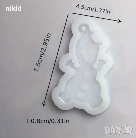 Олаф от Замръзналото Кралство силиконов молд форма смола фондан шоколад висулка колие бижу, снимка 3 - Форми - 52422889