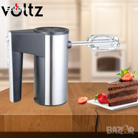 Ръчен миксер Voltz черен с инокс 300W, 5 скорости, 2 ГОДИНИ ГАРАНЦИЯ