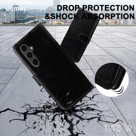 MONASAY Wallet Кожен калъф-портфейл за Samsung Galaxy S24+Plus 5G, 6,7 инча, черен, снимка 8 - Калъфи, кейсове - 44200584