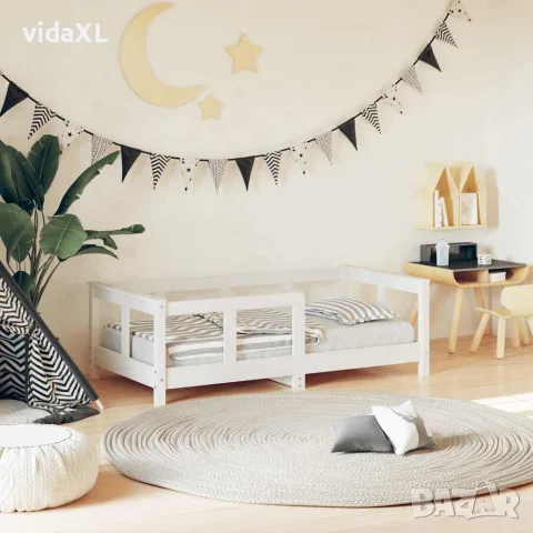 vidaXL Рамка за детско легло, бяла, 70x140 см, бор масив, снимка 2 - Бебешки легла и матраци - 56148062