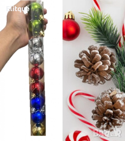 Коледни цветни топки – Празничен Комплект от 12 броя в разнообразие от цветове и размери, снимка 5 - Други стоки за дома - 52805382