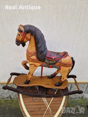 Уникална огромна антикварна дървена фигура играчка люлка , снимка 3 - Антикварни и старинни предмети - 53482640