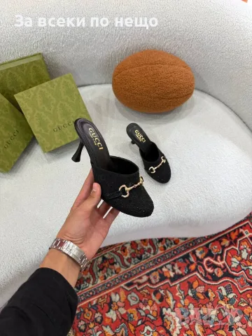 Gucci Дамски Затворени Чехли С Ток И Кристали Гучи - Различни Цветове Код SEM-811