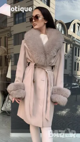 дамско палто от Кашмир и естествен косъм , снимка 4 - Палта, манта - 48566380