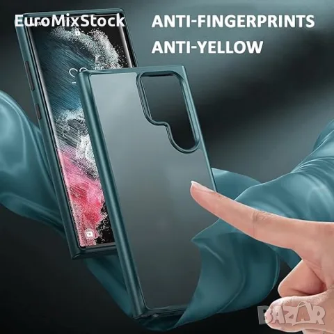 Матово зелен кейс за Samsung Galaxy S24 Ultra SEVNDE с твърд гръб и стойка за телефон, снимка 6 - Samsung - 55911371