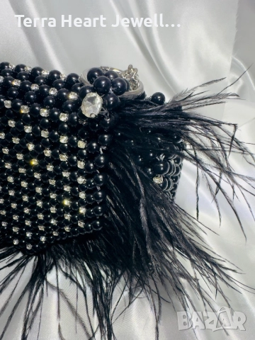 Дамска чанта от перли кристали и пера , снимка 7 - Чанти - 52502138