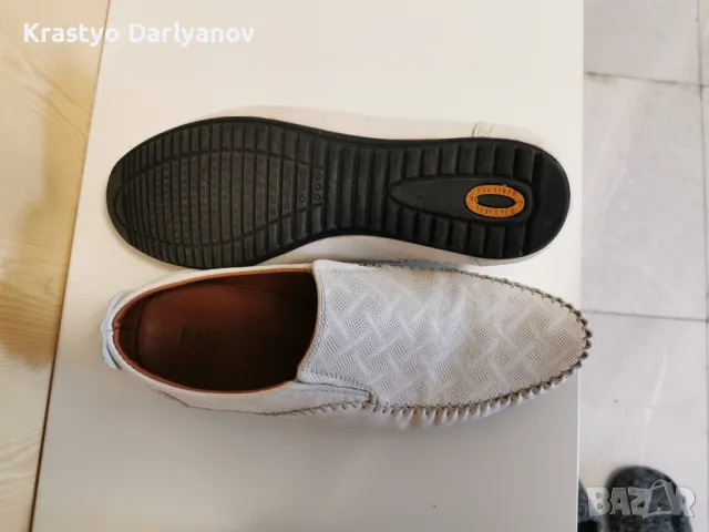 Бели Мокасини Кожени Перфорирана Кожа 40 Стелка 25.5см, снимка 5 - Мокасини - 47450000