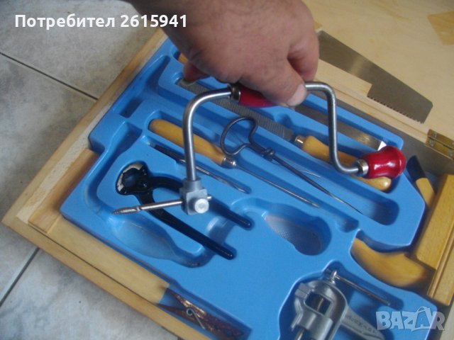 Нов Немски Комплект Мини Ръчни Инструменти в Дървен Куфар-15 бр-Старо Качество-За Моделизъм , снимка 15 - Куфари с инструменти - 41538159