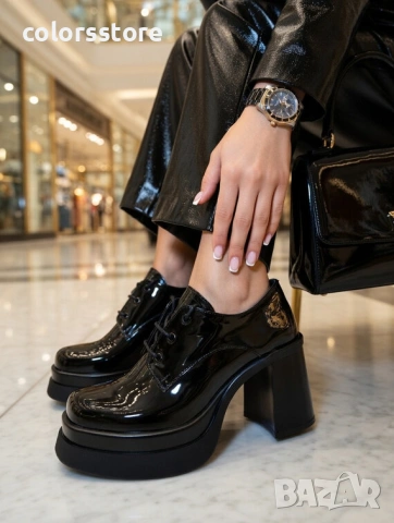 Обувки на ток - черен лак - KLS25 