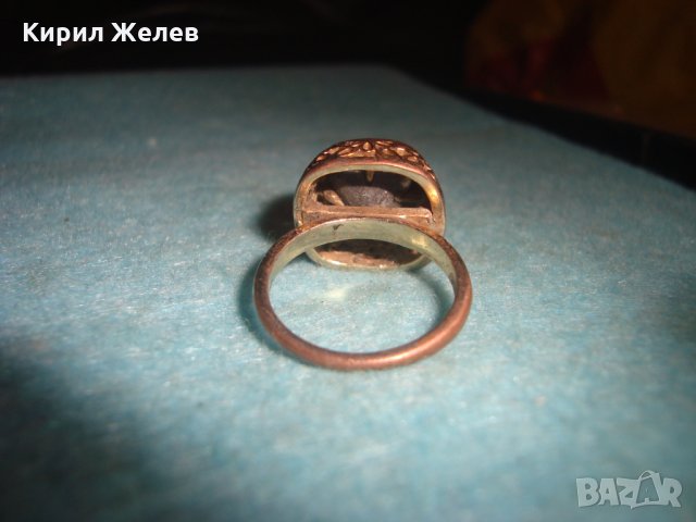 СТАРИНЕН МЕДЕН ПОЗЛАТЕН СКЪПОЦЕНЕН ПРЪСТЕН ЮВЕЛИРНА МАЙСТОРСКА ИЗРАБОТКА с ЧЕРЕН ОНИКС УНИКАТ 26803, снимка 11 - Антикварни и старинни предмети - 34831040