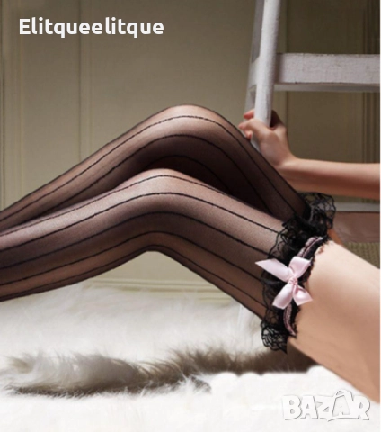 Дълги чорапи, над коляното, с панделка