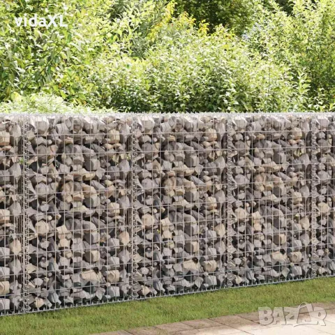 vidaXL Габионна стена с капаци, поцинкована стомана, 300x30x100 см, снимка 2 - Огради и мрежи - 56146096