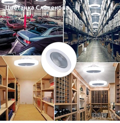 Таванен вентилатор с лампа, 30W фасунга за вентилатор, LED лампа, 3000-6500K,от 20-45C, снимка 8 - Лед осветление - 53123362