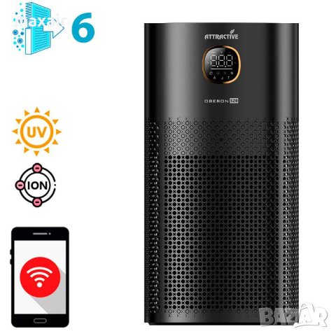 OBERON 520 WiFi (до 62 м2) - Пречиствател за въздух - черен * Гаранция 2 години * Безплатна доставка