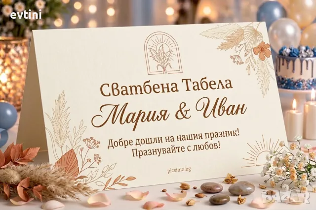 Персонализирана табелка за маса с име на гост, снимка 4 - Картини - 56134839