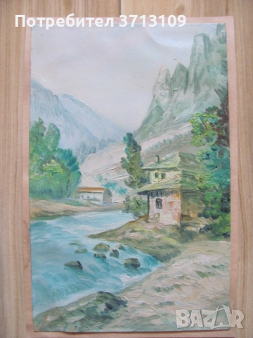 Майсторска стара Картина масло, картон , 31х20см.