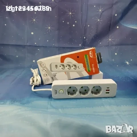 Разклонител+защита от пренапрежение, 3/4 /5 гнезда, 2 USB, 1Type-C, 2500W, бял, 1,5 м, снимка 3 - Други - 52110776