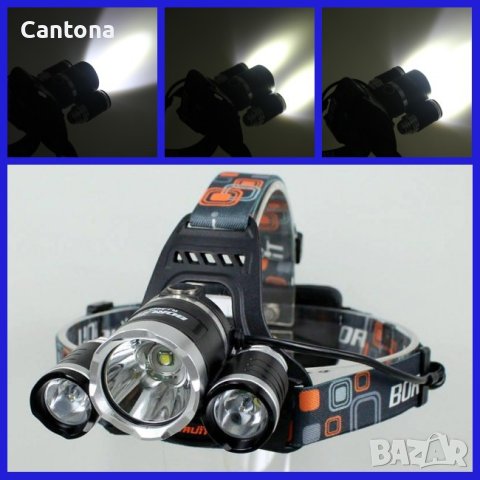 Мощен LED челник за глава с акумулаторни батерии и 3 LED диода Boruit, снимка 3 - Оборудване и аксесоари за оръжия - 12440026