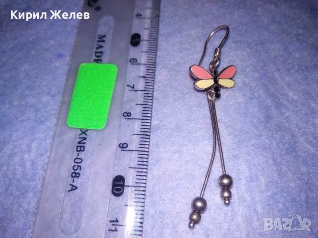 НЕЖНА СРЕБЪРНА ПЕПЕРУДКА АРТ ОБЕЦА СРЕБРО 925 с ЦВЕТЕН ЕМАЙЛ 34611, снимка 4 - Обеци - 39666567