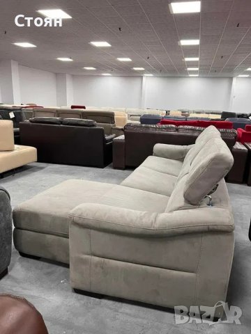 Сив ъглов диван от плат с функция сън и ракла, снимка 5 - Дивани и мека мебел - 39972756