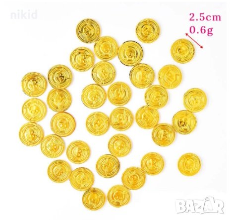 20 бр фалшиви изкуствени златни монети Bitcoin Биткойн пирати пластмасови пиратско парти , снимка 2 - Други - 24481626