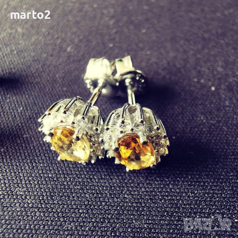Елегантни Сребърни 925 Обеци с Натурални Гранати, Цитрини, Аметисти или Топази!, снимка 5 - Обеци - 40233601