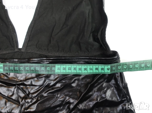 Cottelli Collection XL (EU 48-50) еротична къса рокля с кожен/мокър ефект, снимка 12 - Бельо - 52958685