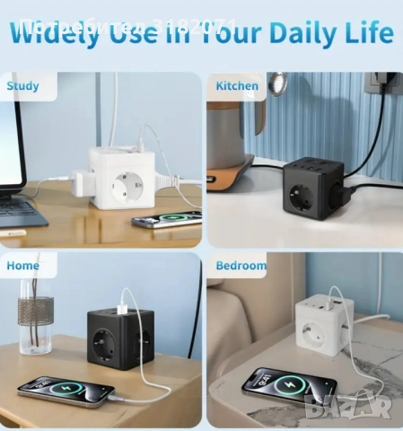 Разклонител тип "КУБ",с регулируемо автоматично изключване, с кабел 1,5м., снимка 6 - Други - 51615360