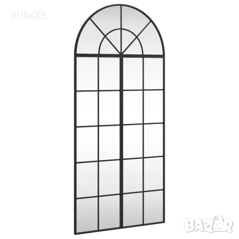 vidaXL Стенно огледало, черно, 60x130 см, арка, желязо
