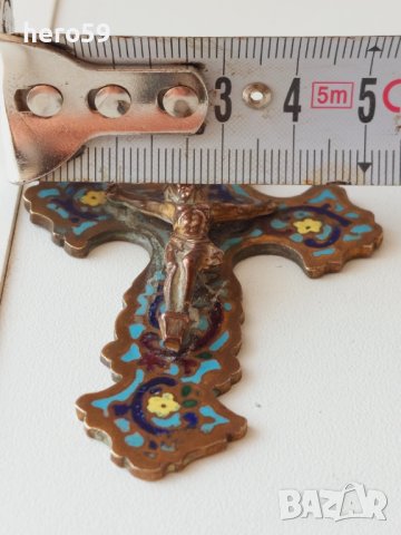 Много рядък бронзов кръст с трицветен емайл.Царска Русия 1877г., снимка 7 - Други ценни предмети - 40955582