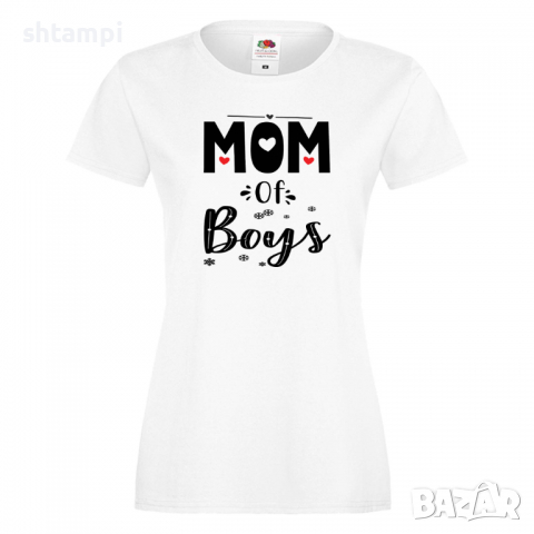 Дамска тениска Mom Of Boys,Празник на Майката,Подарък,Изненада,Рожден Ден, снимка 2 - Тениски - 36297075
