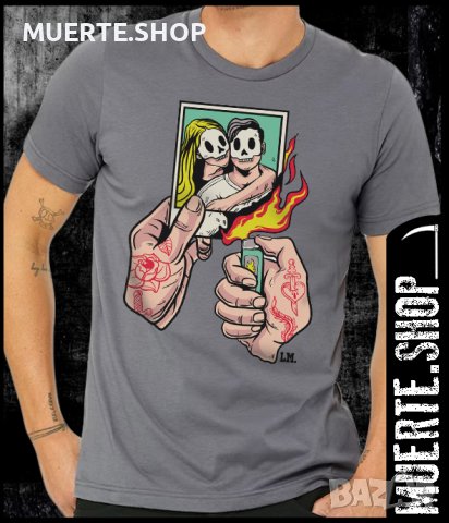 Сива тениска с щампа BURN YOUR MEMORIES