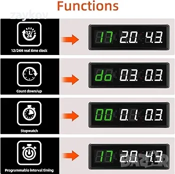 PELLOR Gym Timer Цифров стенен часовник, 2,3" програмируем LED фитнес интервален таймер, снимка 6 - Лед осветление - 47839789