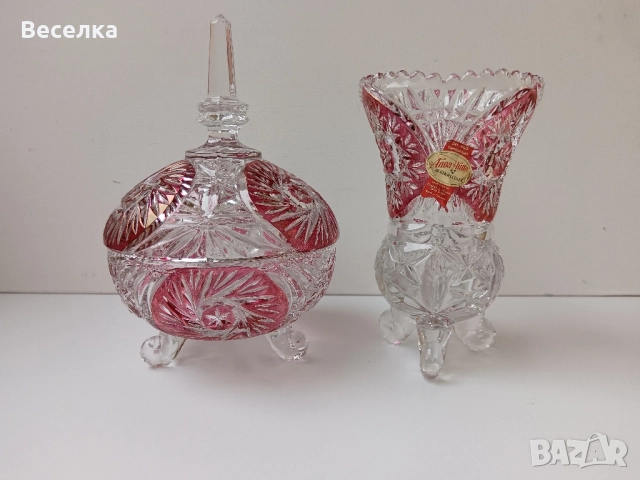 Кристални ваза и бонбониера/захарница Anna Hutten