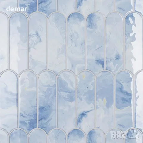 VaryPaper 3D сини мраморни плочки-стикери, 30,5 см x 30,5 см - 10 броя