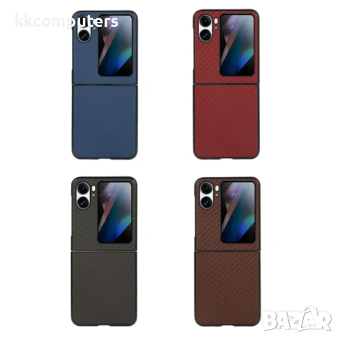 OPPO Find N2 Flip Carbon Fiber Кожен Калъф, снимка 2 - Калъфи, кейсове - 53022258