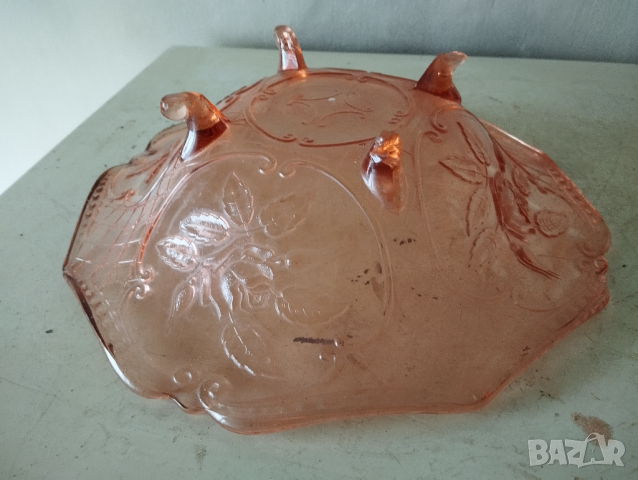 Стъклена (кристална) купа арт деко, снимка 4 - Други ценни предмети - 44802976