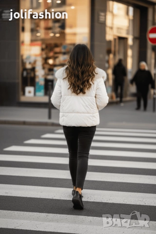 Дамско зимно яке с еко-яка, снимка 3 - Якета - 52864553