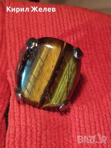 ПОСРЕБРЕН БЕЛ-ЕПОК Стил КРАСИВ СКЪПОЦЕНЕН АРТ ПРЪСТЕН ЮВЕЛИРНО ШЛИФОВАНО НАТУРАЛНО ТИГРОВО ОКО 26615