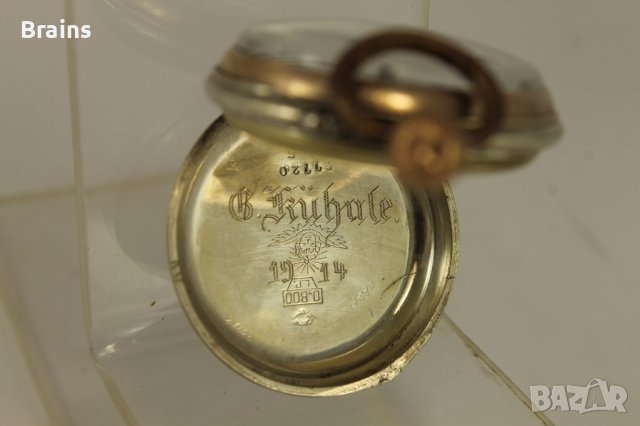 Красив Малък Сребърен Джобен Цилиндър 1914 г., снимка 7 - Антикварни и старинни предмети - 42023067