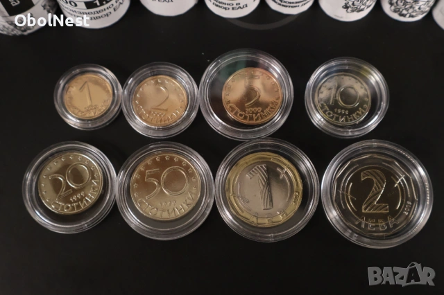 Пълен сет UNC монети от 1 ст. до 2 лв. (1999, 2000, 2002 и 2015) в капсули, снимка 3 - Нумизматика и бонистика - 52509356