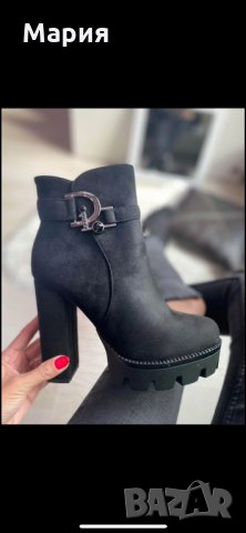 Велурени боти DIOR на дебел ток, снимка 2 - Дамски боти - 34535607