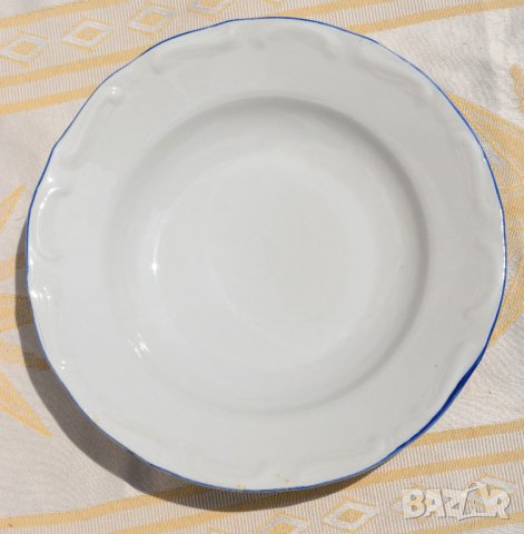 5 бр. стари релефни чинии със син кант, снимка 6 - Чинии - 41285921