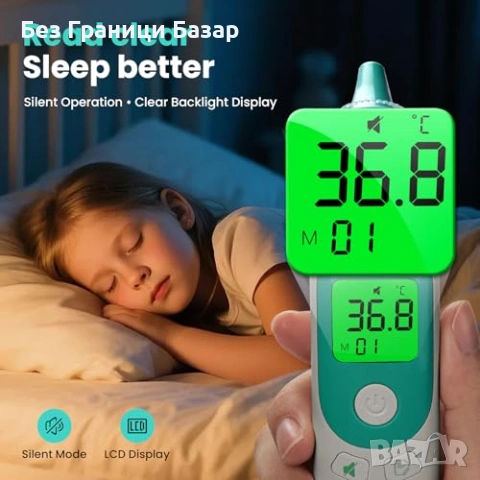 Нов Дигитален ушен термометър 1s, 3-цветна аларма, Mute, 40 памет, снимка 5 - Други - 53681617