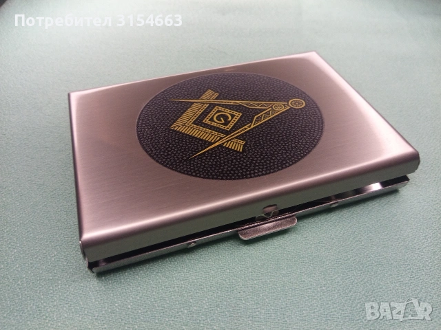 Метално портмоне за карти с масонски символи , снимка 5 - Портфейли, портмонета - 53475596