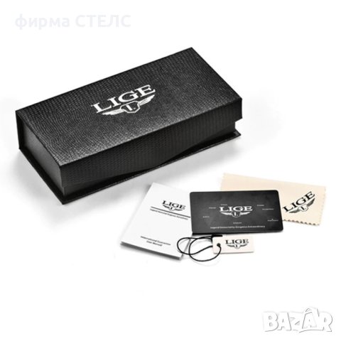 Мъжки часовник Lige, Водоустойчив, Хронометър, Неръждаема стомана, Златист / Сребрист , снимка 16 - Мъжки - 41686391