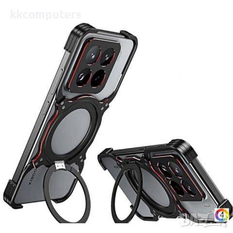 Xiaomi 15 Pro Удароустойчив Метален Калъф със Стойка MagSafe + Скрийн Протектор – Черен, Червен, Лил, снимка 6 - Калъфи, кейсове - 51499228