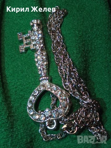 СКЪПОЦЕННО ПОСРЕБРЕНО КЛЮЧЕ - ПЕНДАНТ АРТ НУВО СТИЛ ВИСУЛКА с КРАСИВА ВЕРИЖКА 12604, снимка 2 - Колиета, медальони, синджири - 35364253